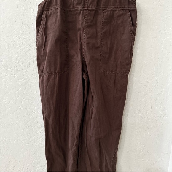 Aerie Work & Play Twill Brown Frayed Hem Ankle Jumpsuit Overalls XS - Picture 11 of 14